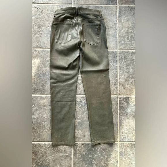 DL1961 Women’s  Mara Straight Mid Rise Instrascuplt Winter Green Coated Jeans - Picture 7 of 9